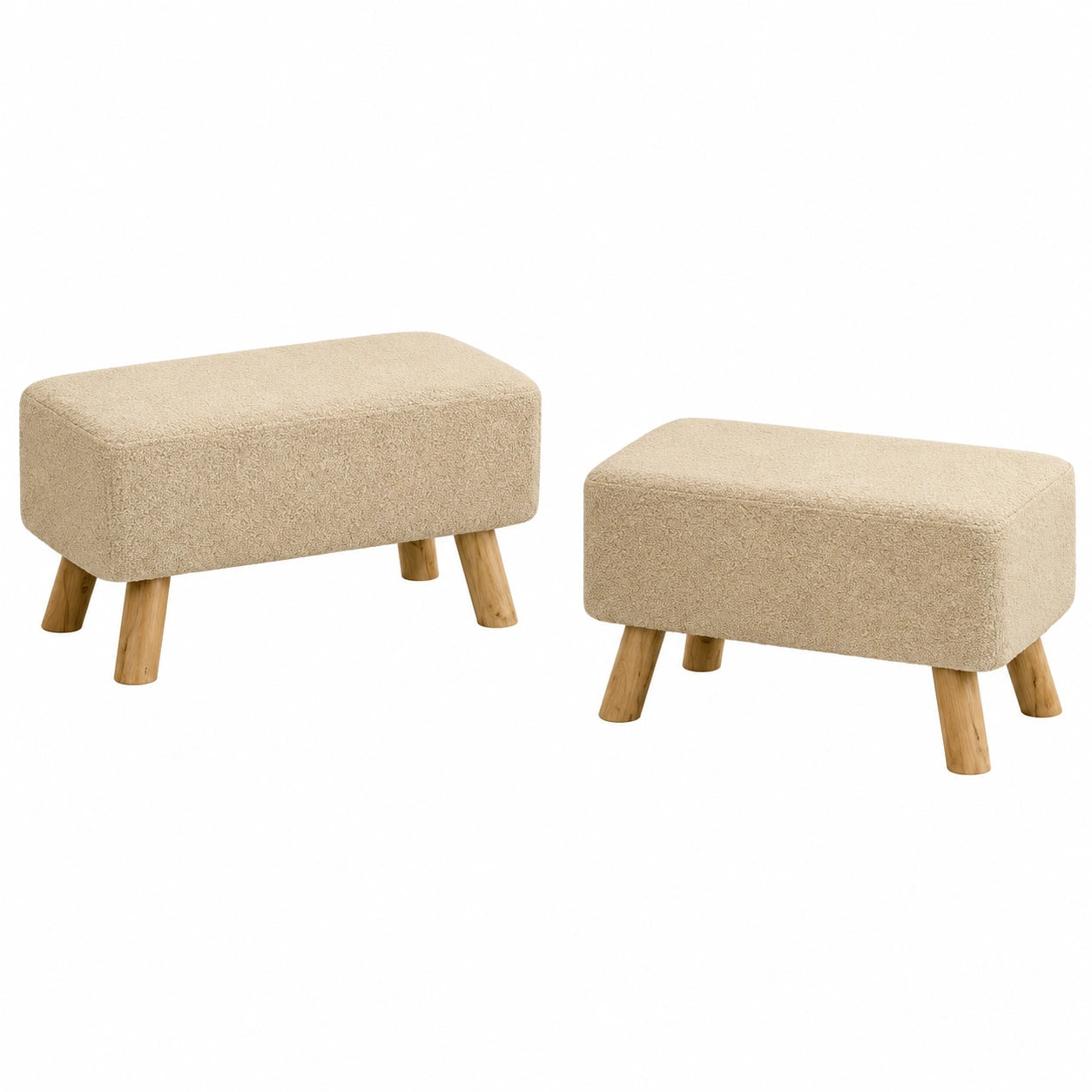 Banco Ottomano Tapizado con Patas de Madera, Ideal para Sala de Estar