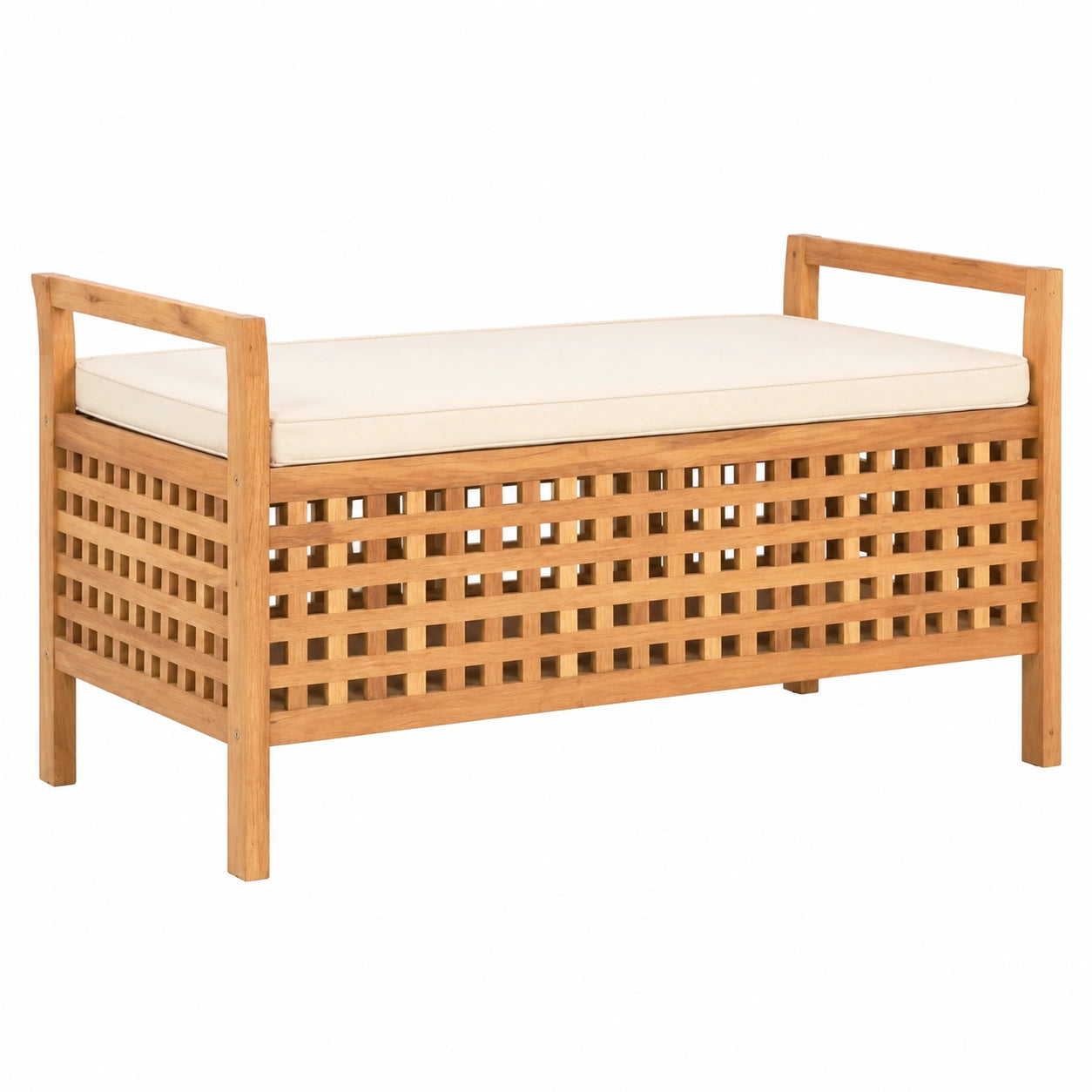 Baúl de Almacenaje de Nogal para Dormitorio, Mueble Multiusos 93x49x49 cm