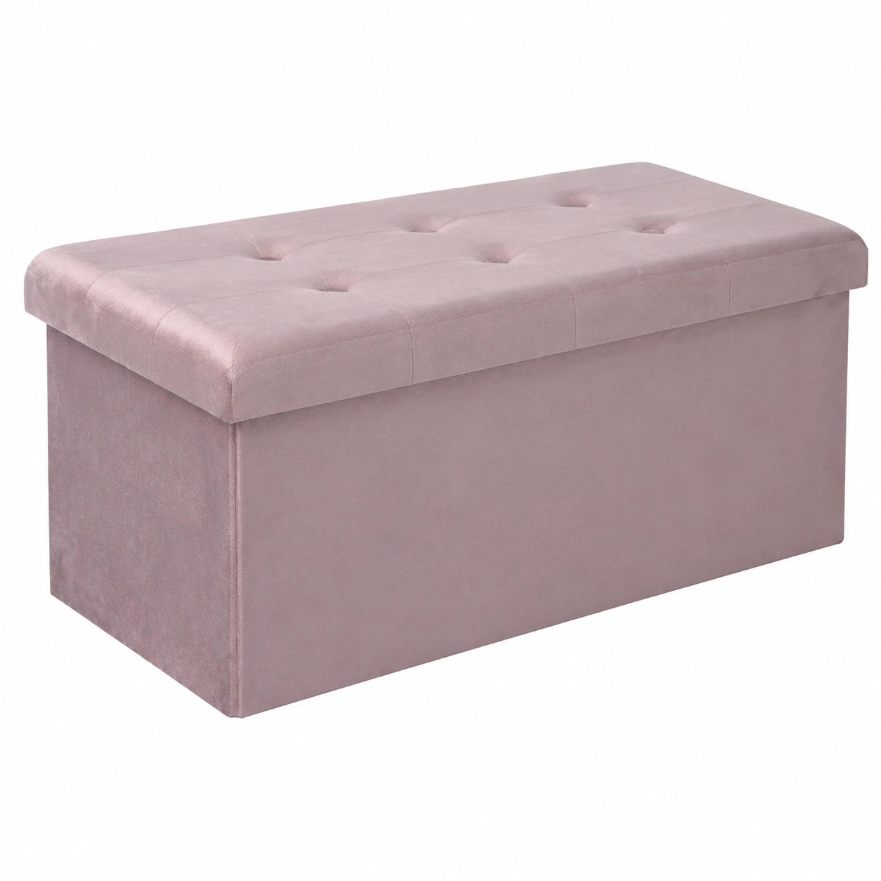 Banco de Almacenamiento Plegable de Terciopelo Rosado con Tapa, 76x37,5x38 CM