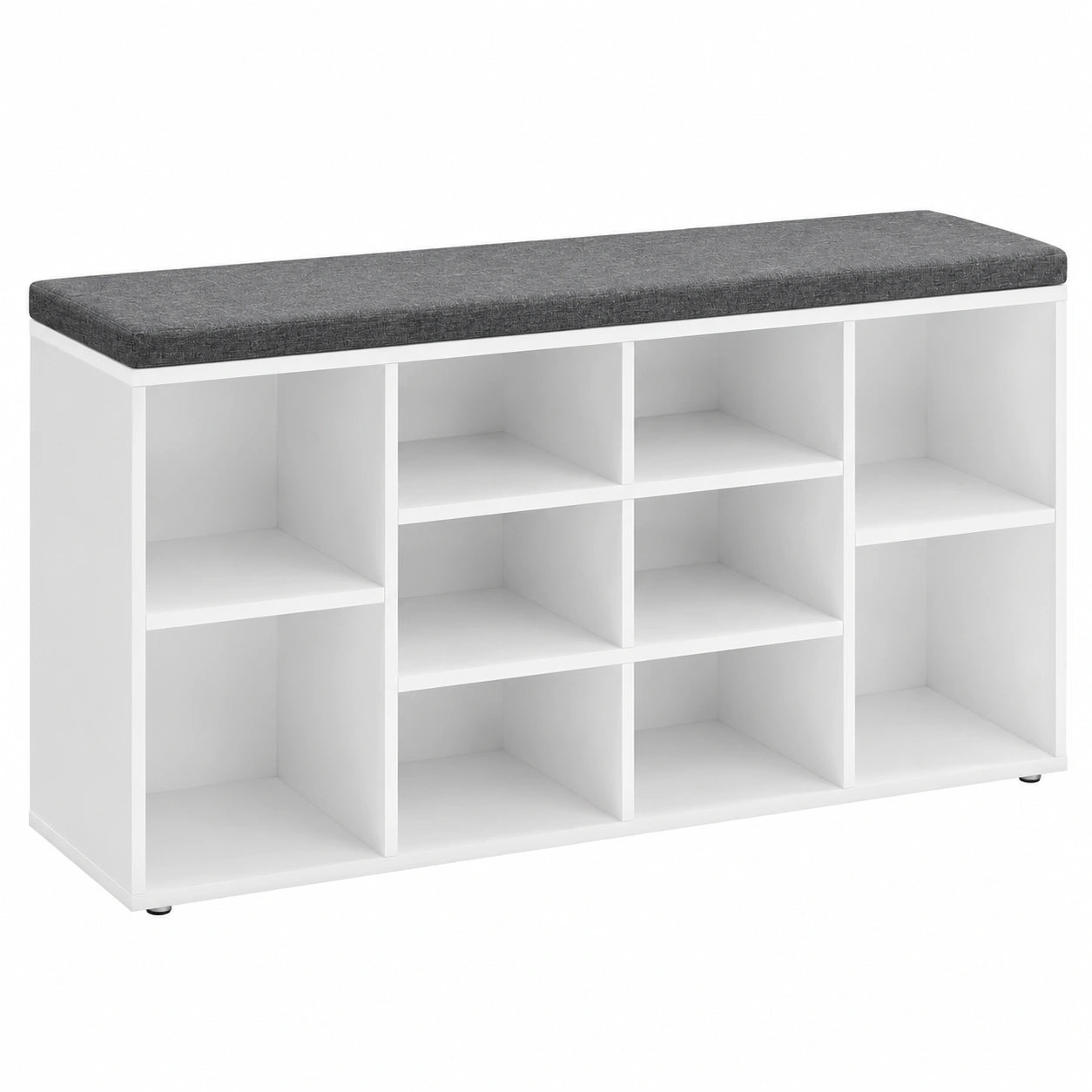VASAGLE Banco de Zapatos con Cojín, Mueble de Almacenamiento de 10 Compartimentos, Ideal para Entrada, 104 x 30 x 48 cm, Blanco