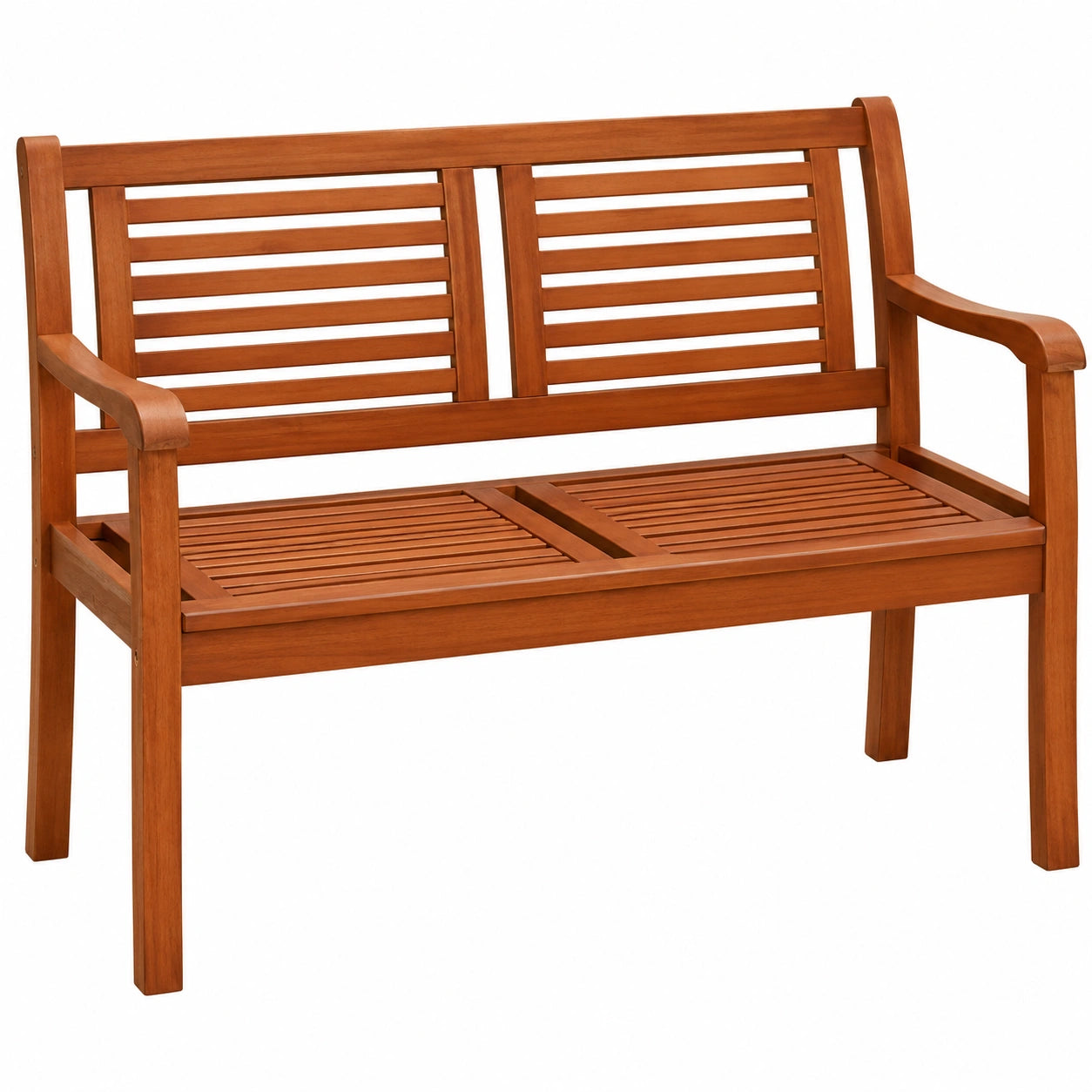Banco de Jardín de Eucalipto FSC para Exterior, Capacidad 320Kg, 2 Personas, Apto para Terraza y Balcón, 120x56cm, Reposabrazos Resistentes