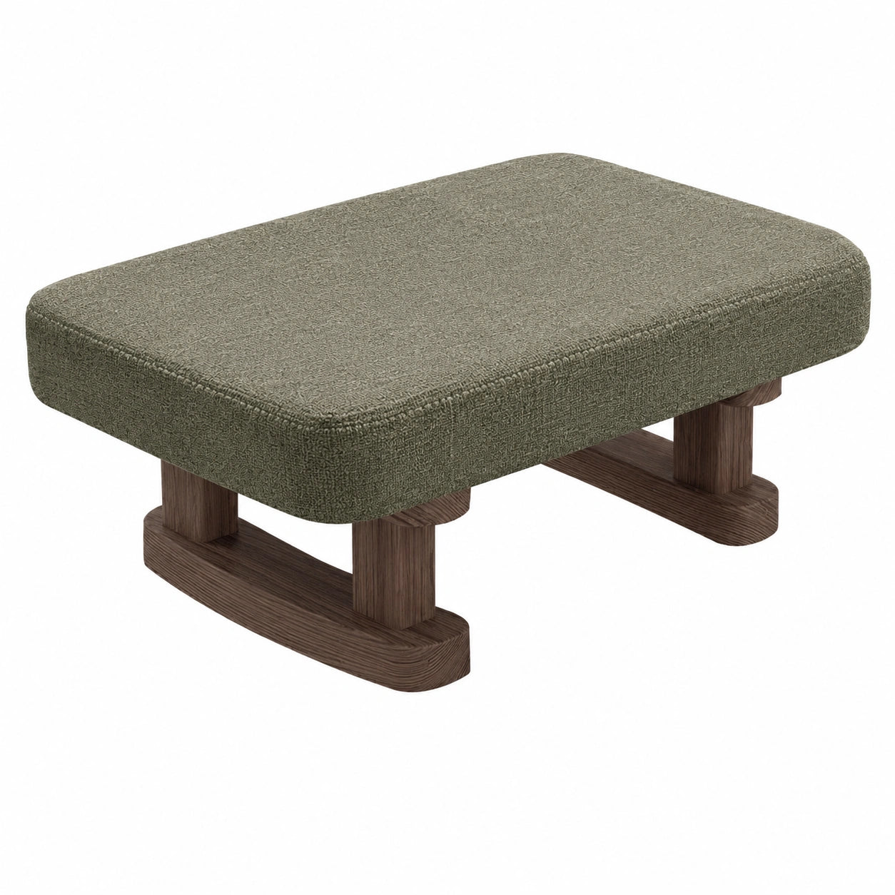 Taburete Otomano de Terciopelo con Patas de Madera para Sala de Estar, Entrada y Dormitorio