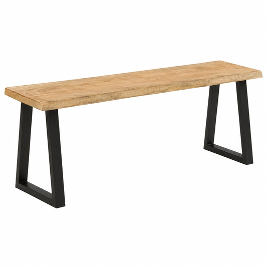 Banco de Madera de Mango Maciza con Almacenamiento 105 cm para Dormitorio
