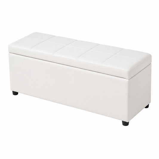 Banco de Almacenamiento de Madera Blanca para Dormitorio