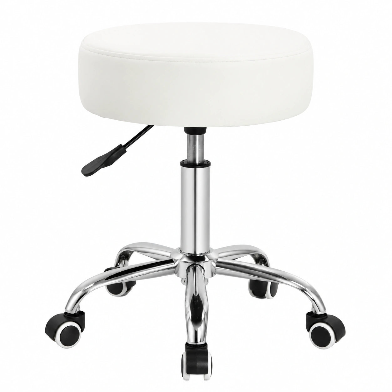 KKTONER Taburete Giratorio con Altura Ajustable y Asiento de Cuero Sintético - Blanco