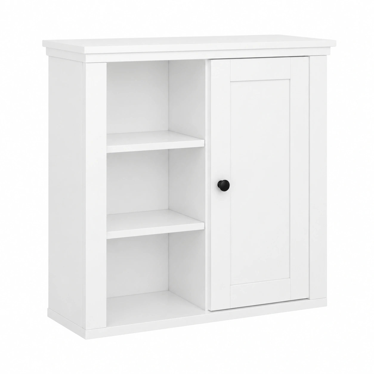 Armario de pared para baño Tulviano blanco con estantes ajustables y almacenamiento multifuncional, ideal para espacios pequeños.
