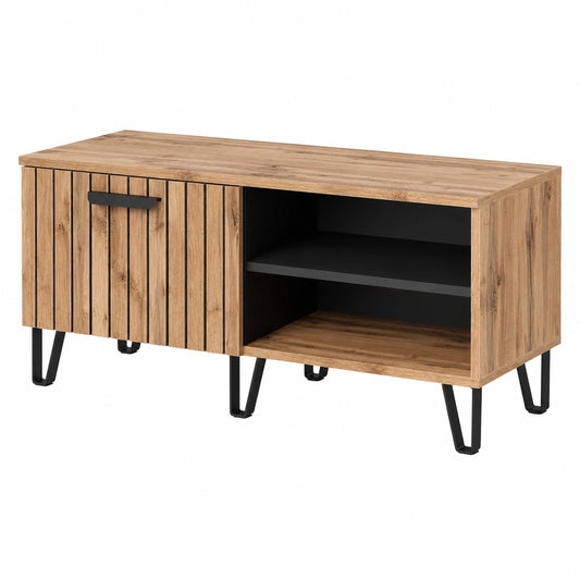 Banco Zapatero Amber, Roble Wotan, 100x45 cm, Estante Multifuncional para Libros y Decoración