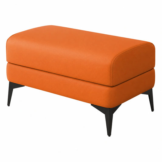 Banco de Almacenaje para Zapatos, Otomano de Entrada, Reposapiés Tapizado 60cm, Naranja