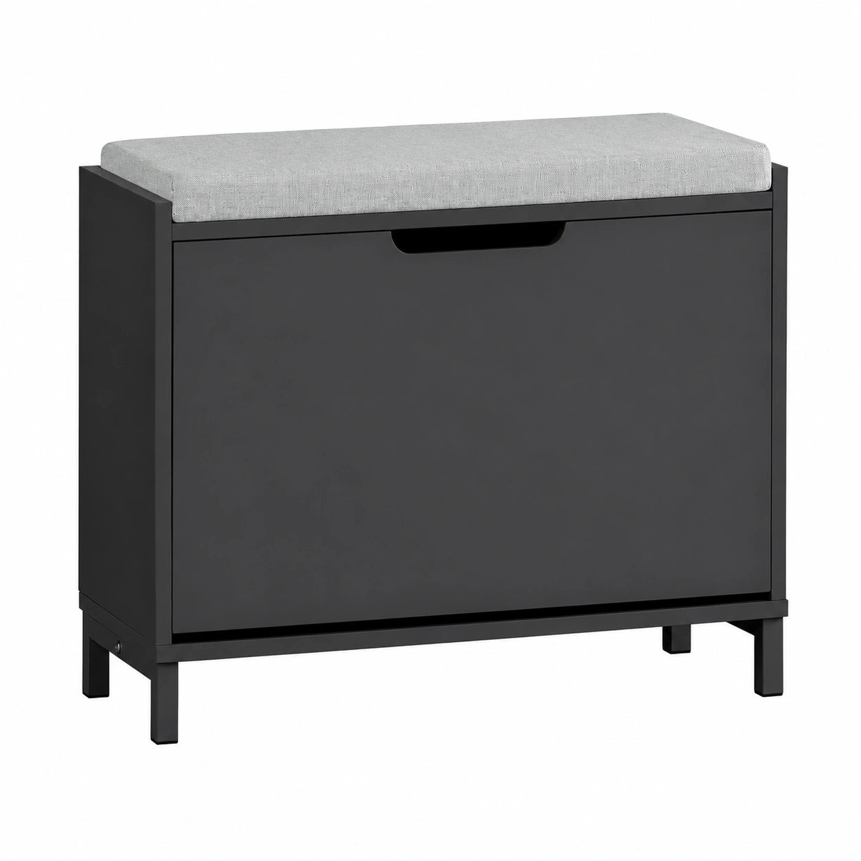 Banco Zapatero Moderno con Asiento, Almacena hasta 4 Pares, Negro, 113kg de Capacidad, 60x24x52cm