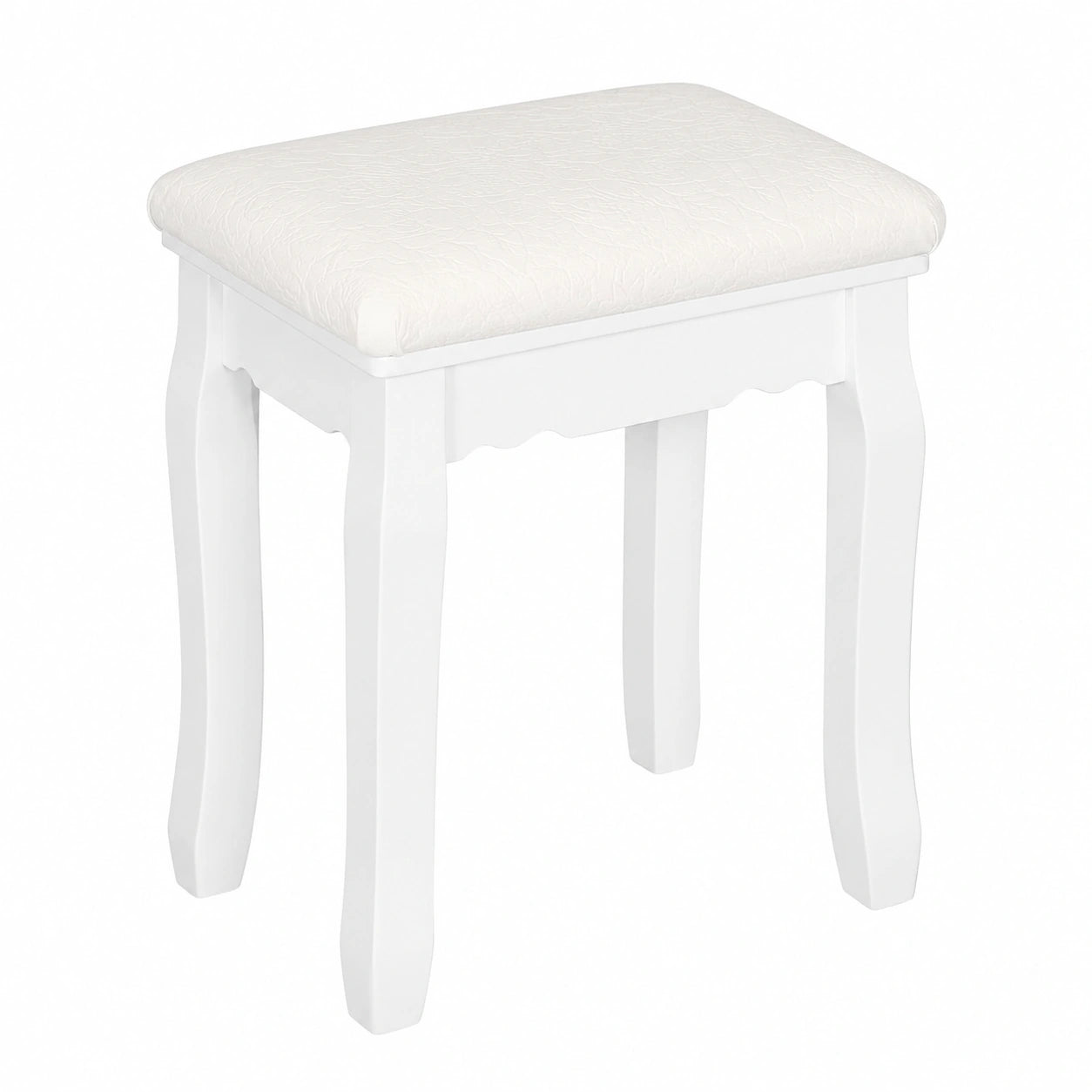 Taburete Barroco Blanco para Tocador, Silla de Maquillaje Tapizada de Madera, WOLTU MB6095ws