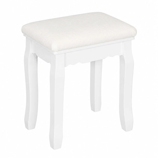 Taburete Barroco Blanco para Tocador, Silla de Maquillaje Tapizada de Madera, WOLTU MB6095ws