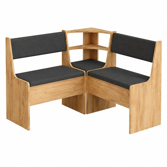 Banco de Comedor Esquinero Roman, Roble Dorado, 76.6 x 41.5 cm, Ideal para Cocina y Comedor