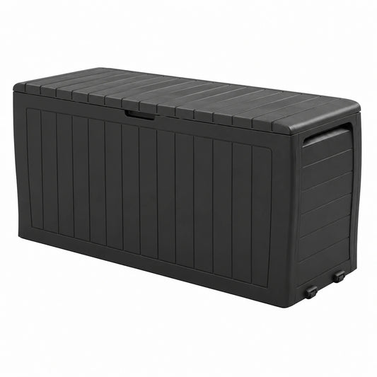 Baúl Deuba 270L para Jardín Exterior con Ruedas, Resistente al Agua y UV, Antracita