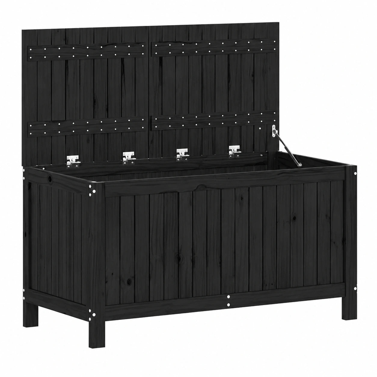 Baúl de Almacenamiento Exterior de Madera de Pino Negro 121x55x64 cm para Jardín