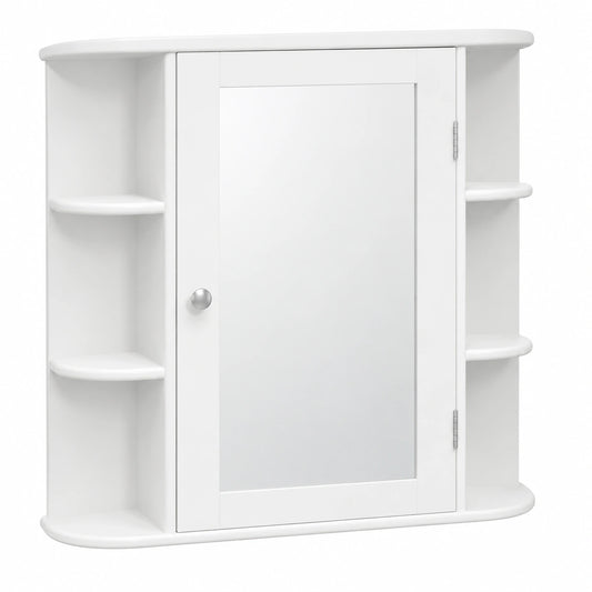 Armario de Baño Montado en Pared, Espejo con Almacenamiento y Estantes Ajustables, Blanco 65x17x63 cm