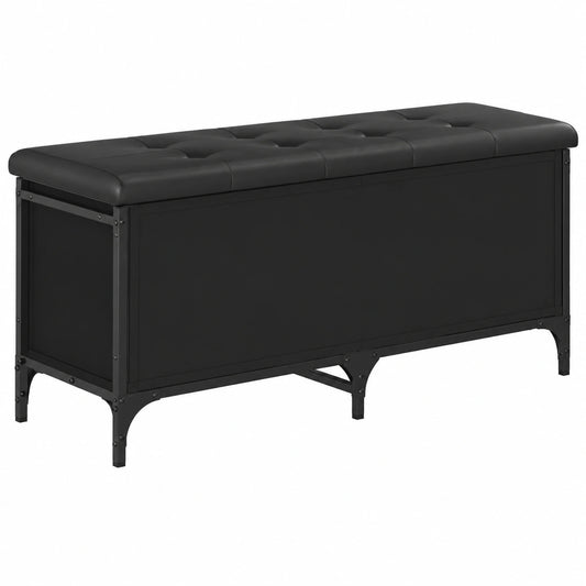 Banco de Almacenaje Negro de Madera 102x42x45 cm para Dormitorio