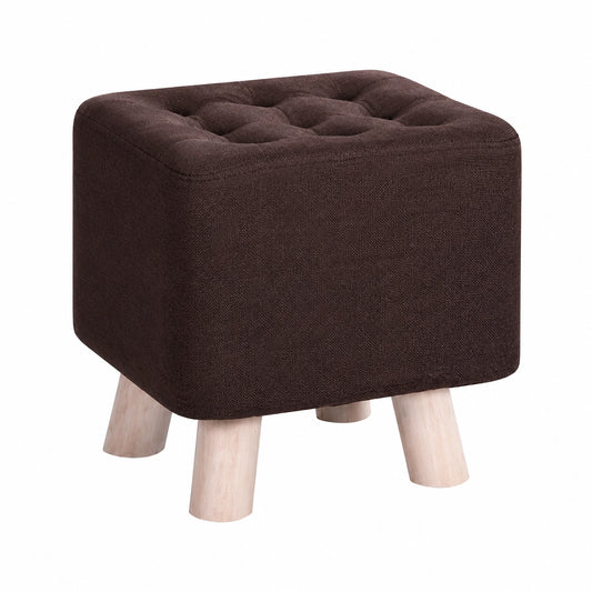 Puf de Madera con Cubierta Transpirable y Tapizado para Sala de Estar