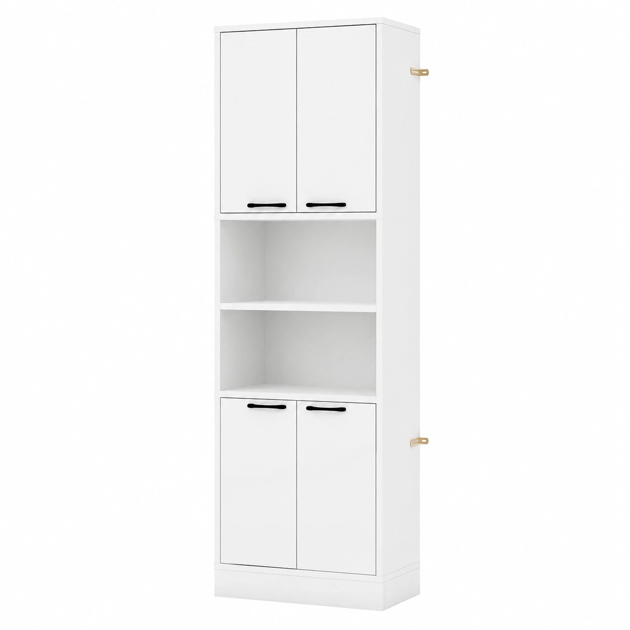 Armario de Baño Alto Blanco con 4 Puertas y Compartimentos Abiertos, 190 cm