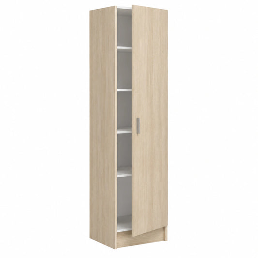 Armario Multiusos de Roble con 1 Puerta y Almacenamiento Vertical
