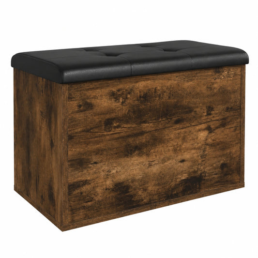 Banco de Almacenamiento en Madera de Roble Ahumado 62x42x45cm para Dormitorio